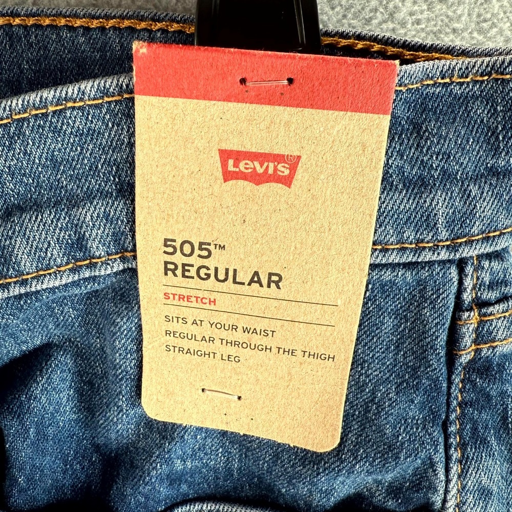 Levi's 505 Regular Fit Stretch Jeans Men 32X30 Blue Denim 5-Pockets Straight Leg - Picture 4 of 11